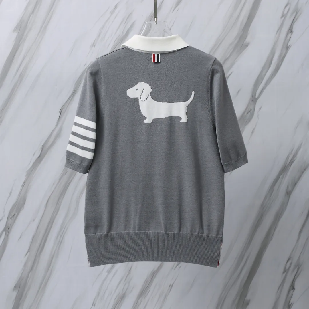 ：M 30（TB POLO ） THOM BROWNE TB POLO Classic Breathable Authentic Quality + Authentic Size：0/1/2 ：White/Navy Blue/Gray